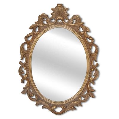 China Best Selling Traditional Vintage Gold Bathroom Mirror Wall Oval Mirror For Living Room Entryway Home Decor for sale