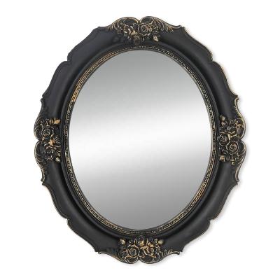 China Accent Decor Traditional High Quality Beauty Salon Mirrors Vintage Oval Wall Mirror With Floral Carvings for sale