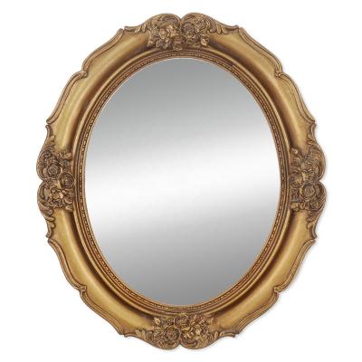 China Home Ministry traditional direct decoration factory retro looking bath mirror oval gold wall mirror for sale