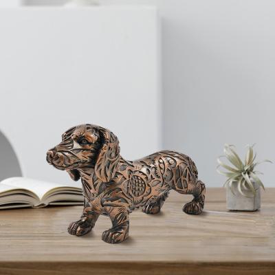 China Hot Selling China Resin Craft Dog Statue Dachshund Dog Sculpture For Home Decoration Table Gift for sale