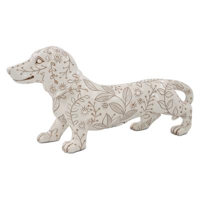 China China Customized White Dachshund Dog Statue Home Decor Polyresin Resin Craft Dog Ornaments Figurine for sale