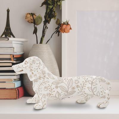 China Hot Sale China Dachshund Dogresin Handicraft Statues Office Home Decoration Animal Animal Sculpture for sale