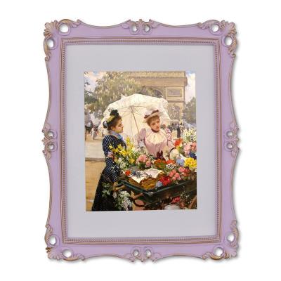 China Home Decor 11x14 Classic Baroque Rococo Photo Frame Lilac Vintage Resin Picture Frame Home Style Design for sale