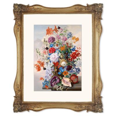 China Decorative Wall Art Photo Frame Artwork Abstract Oil Painting Flower Baroque Bronze Frame Wall for sale