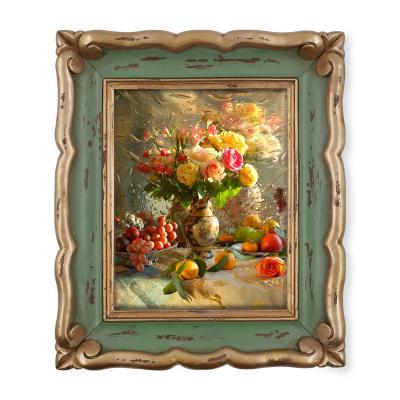 China wholesale shabby chic oil painting canvas flower painting home art wall decoration picture decorative picture frame for sale