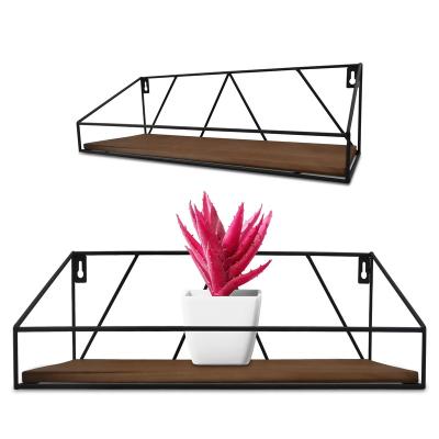 China Wholesale Industrial Black Wood Living Room Kitchen Metal 2 Pack Wall Stackable Shelves Bathroom Shelves for sale