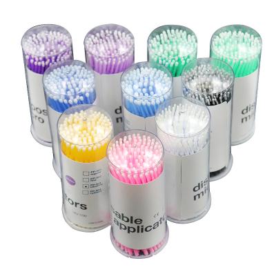 China Makeup Remover Colorful Disposable Plastic Handle Eyelash Extensions Applicator Medical Dental Cotton Swab for sale