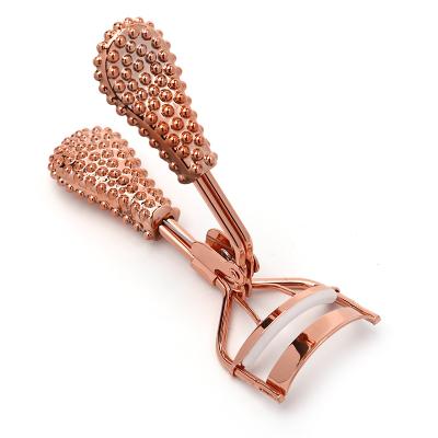 China Private Label Gold Metal Eyelash Curler Stainless Steel HEATING Eyelash Applicator Rose Gold Pineapple Handle for sale