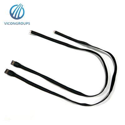 China Custom Telecommunication USBA Textile Cable For Vest USB Plug Input Charging Heating Double Sided Cable for sale