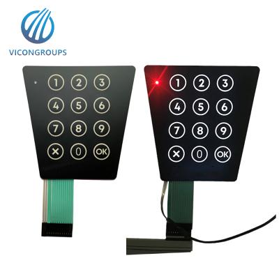 China Home Appliance Membrane Switch Diaphragm Keypad Illuminated Keypad Switch With Dome Touch Engrave for sale