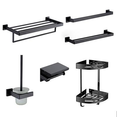 China Heater Matte Black Stainless Steel Multi-piece Bathroom Package Wall Hardware Accessories for sale