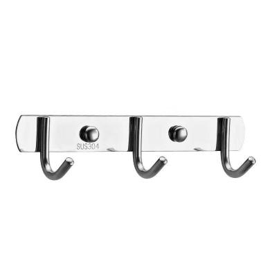 China Chinese Style Wall Coat Rack Coat Hangs Stainless Steel 3 Hooks Wall Mounted Rack For Clothes for sale