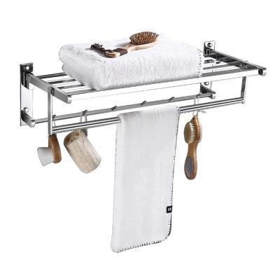 China Heater Hotel Wall Hanging Folding 304 Stainless Steel Towel Rack With Hook for sale