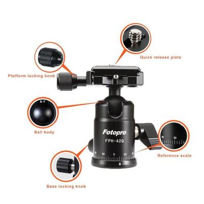 China Professional Aluminum Carbon Fiber Camera Tripod Ball Head FPH-42Q for sale