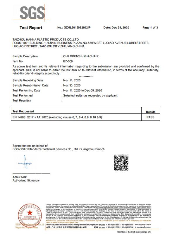 ENEC - Taizhou Hanna Plastic Products Co., Ltd.