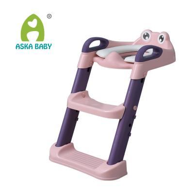 China 2021 New Design Kids Plastic Potty Trainer Baby Potty Kids Portable Toilet Training Seat with Anti-fall Rise and Step Ladder for sale