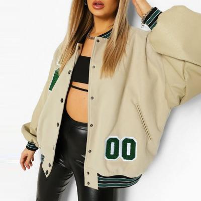 China High Quality Women's Clothing Casual High Quality New Baseball Letter Pink Leather Women's Breathable College Baseball Jackets Wholesale Jackets for sale