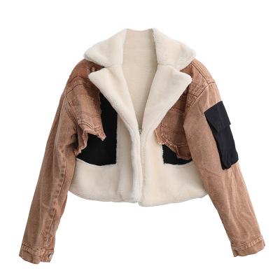 China Brown Denim Jacket Logo Denim Jacket Faux Suede Ditch Coat Denim Coat Biker Suede Womens Breathable Fur Collar Custom Made Suede Jacket With Fur for sale