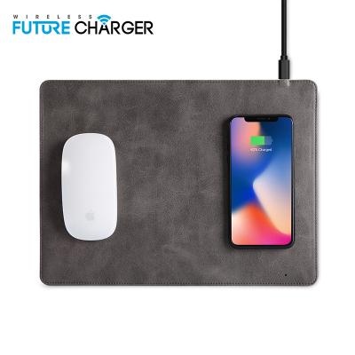 China Mobile Phone Qi Wireless Mouse Pad Fast Charging Pad For iPhone 8 Galaxy iPhone X S8 S9 Plus Samsung Note 8 9 (Black) for sale