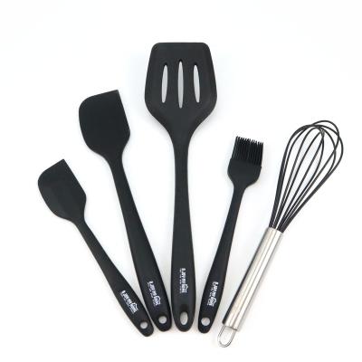 China 5 PCS Sustainable Silicone Kitchen Accessories Cooking And Baking Utensils Set With Egg Beater for sale