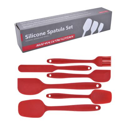 China 6pcs BPA Concepts Silicone Scraper Non-Stick Viable Free Cooking Spatula Set Heat Resistant Spatulas for sale