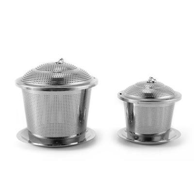 China Viable Wholesale Stainless Steel Loose Leaf Tea Ball Infuser Strainer Basket With Cover Lid for sale