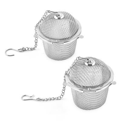 China Sustainable 2pcs Fine Mesh Stainless Steel Tea Infuser Strainer Basket for sale