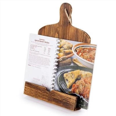 China Rustic Brown Wooden Ipad Tablet Cookbook Stand Book Stand Viable Cutting Board Style for sale