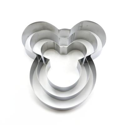 China Viable Birthday Party Supplies Stainless Steel Mouse Mickey Shape Mousse Cake Ring Mold Baking Ring Set for sale