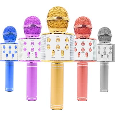 China Best Handheld Microphone Karaoke Wireless Microphone WS-858L With Speaker For Kids USB BT Mic Portable Handheld KTV Kids Sing Mike for sale