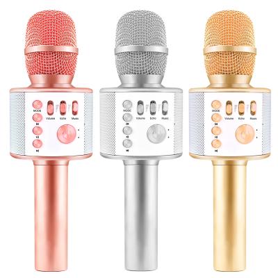 China Handheld Microphone Bluetooths Karaoke Microphone Wireless Portable Mic With Speaker Home KTV Player Mics For Kids Music Stand Microphone for sale