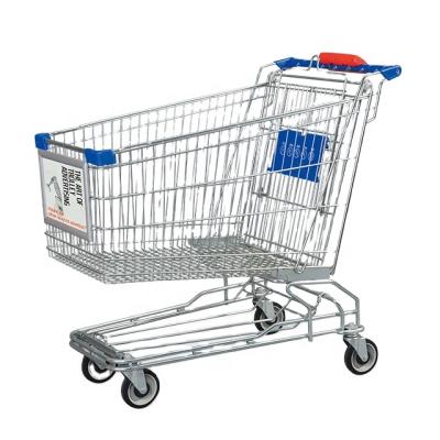 China Unfolding Hypermarket Hand Push Trolley Metal Supermarket Shopping Trolley for sale