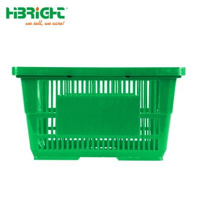 China With Double Handles Supermarket Storage Fruit Food Basket Plastic Shopping Basket for sale