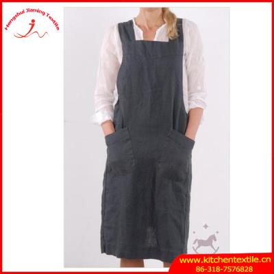 China Eco - Friendly Made In China Linen Cross Back Without Tie Apron Kitchen Cooking Clothes for sale