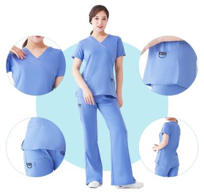 China Anti-Wrinkle Hospital Private Label Scrubs Medical Uniforms Scrubs Uniforms Wholesale Short Sleeve Medical Uniforms Nursing Scrub Sets for sale