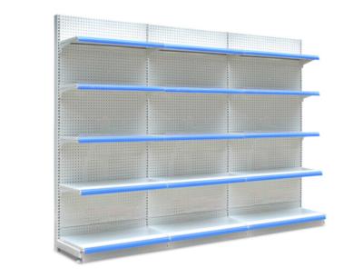 China Wall Mounted Supermarket Display Shelving Single Sided Gondola Shelving Waterproof for sale