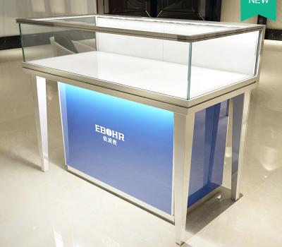 China Aluminum Alloy Frame Mobile Jewelry Store Showcases Lighted Jewelry Display Case for sale