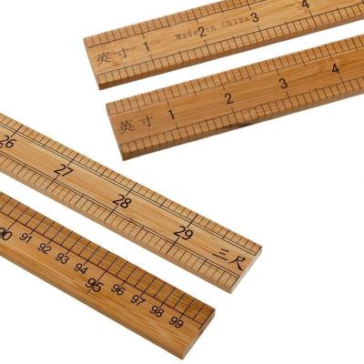 China Hpt Sale Wooden Ruler Streight Ruler Diy Double Sided Cutting Tool Household Measuring Clothed Bamboo Ruler for sale