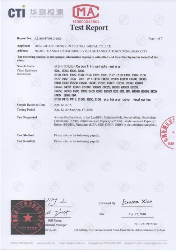 TEST REPORT - Ningbo Anyo Import & Export Co., Ltd.