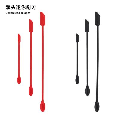 China Disposable 3 PCS Jar Spatula Last Drop Small Spatulas Reusable Double-ended Mini Thin Silicone Spoon Spatula for Kitchen and Beauty for sale