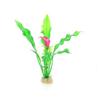 China Viable Realistic Design Water Grass Aquarium Ornaments Decor Landscape Artificial Plastic Fish Tank Plants Beautiful Flower for sale