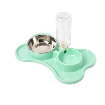 China Sustainable Shed 3in1 Pet Bowls Tilt Design Dog Food Bowl 500ML Raised Water Bottle Protect PetSpine Food and Drink Bowls for Cats Puppy for sale