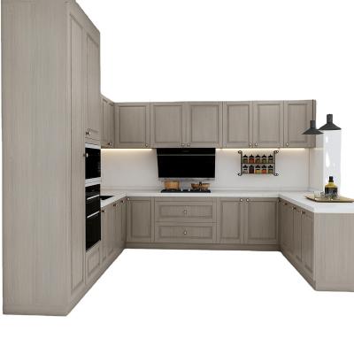 China Modern White High Gloss Design Solid Wood Kitchen Full Cabinets for sale