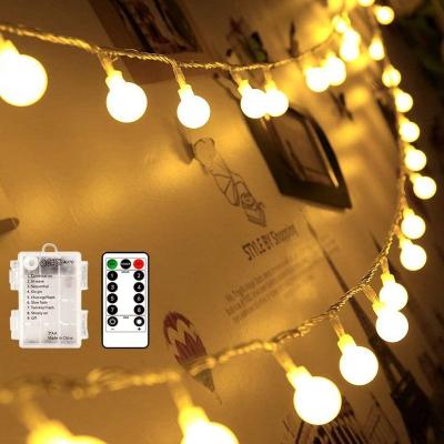 China 50 Feet 50 LED Globe String Light 16.5 Modes Outdoor Frosted Fairy Lights 8 White Ball Battery Operated Fairy Lights (Dimmable, Ip65 Waterproof, for sale