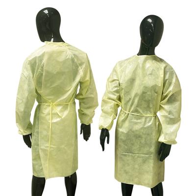 China Protective Health Care Supplies Sms Disposable Clothing Aami Level 1 Yellow Standard Gown For Adult for sale