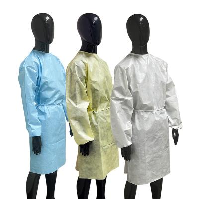 China Disposable Protection Fashion Water Proof Non Woven Long Sleeve Level 1 Gown For Adult Resistant for sale