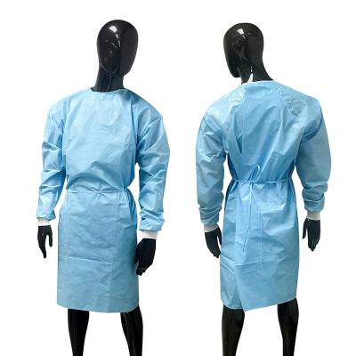 China High Quality Protection Water Proof Long Sleeve Aami Nonwoven Level 1 Disposable Blue Gown For Adult for sale