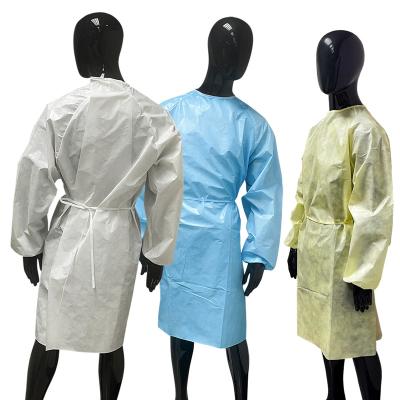 China New Design Disposable Yellow Sms 3am Long Sleeve Protective Clothing Level Standard Gown For Adult for sale