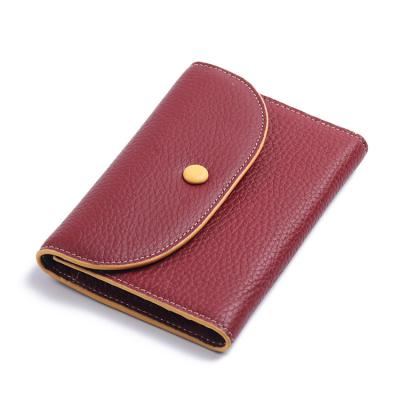 China Women Full Rfid RFID Double Zipper Pocket Small Purse Grain Leather Cash Coin Wallet Credit Card Holder for sale