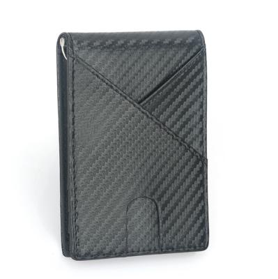 China Slim Cheap Credit Card Holder Carbon Fiber PU RFID Price Card Leather Wallet for sale